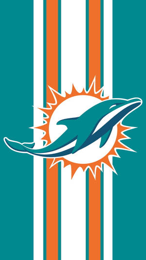 邁阿密海豚隊NFL球隊標誌，背景有垂直條紋。