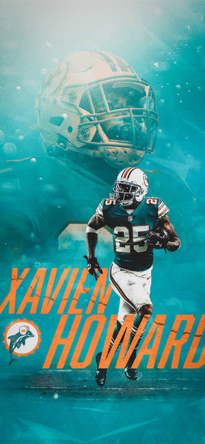 身穿青綠色球衣的足球運動員Xavien Howard在水下奔跑，頭盔漂浮在上方。