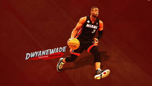 職業籃球運動員 Dwyane Wade 穿著邁阿密熱火隊服在比賽中。 — 熱力 壁紙