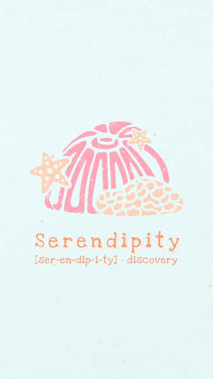 粉紅色貝殼和海星插圖，帶有 Serendipity 字樣
