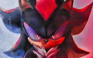 陰影刺猬（Shadow the Hedgehog）擁有發光的紅色眼睛和深色毛髮，擺出戲劇性的姿勢。