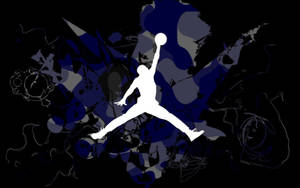白色籃球運動員剪影在深藍色抽象背景上灌籃。 — Air Jordan GIF 壁紙