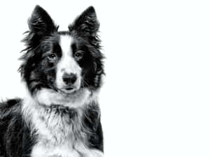 邊境牧羊犬直視鏡頭的黑白特寫照片。 — 黑白 壁紙