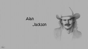 Alan Jackson戴著牛仔帽的肖像素描，旁邊有他的名字文字。 — 拉馬爾·傑克遜 壁紙