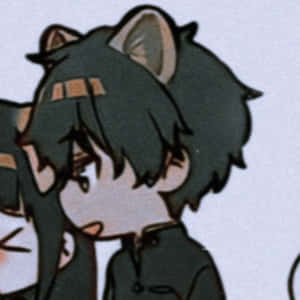 貓耳動漫角色溫柔地低頭