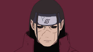 深色頭髮和紅色斗篷的動漫忍者，背景為栗色。