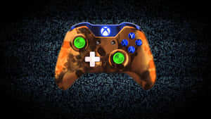 帶有骷髏設計的遊戲手掣在數碼噪聲背景上發光 — Xbox GIF 壁紙