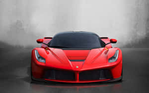 紅色法拉利 LaFerrari 跑車在攝影棚內，灰色混凝土背景。 — 汽車 壁紙