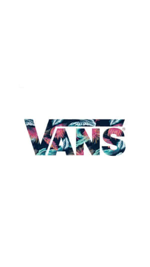 Vans 品牌標誌，白色背景上帶有熱帶樹葉圖案。