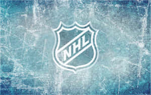 NHL標誌在刮痕藍色冰面上