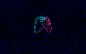 深藍色織物背景上的霓虹燈輪廓遊戲控制器 — Xbox GIF 壁紙