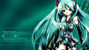 動漫女孩初音未來，藍綠色頭髮和未來風格服裝，在數位環境中。 — 初音未來 壁紙