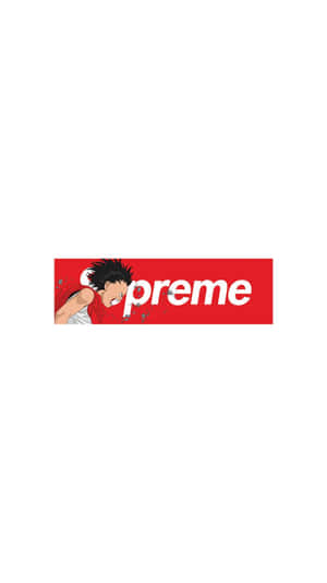 動漫籃球運動員在白色背景上衝破 Supreme 標誌。
