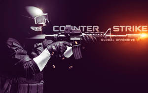 在Counter Strike Global Offensive遊戲場景中，士兵開火時步槍槍口閃光。