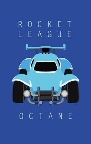 藍色《Rocket League》車名為 Octane，藍色背景上有白色文字。