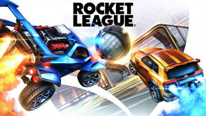 兩架火箭車喺Rocket League中爭奪一個半空中嘅足球。