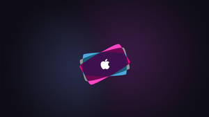 Apple標誌在深色漸變背景上的層疊彩色卡片上
