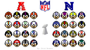 像素藝術NFL球隊標誌以笑臉形式排列在網格中。 — NFL 美式足球 GIF 壁紙