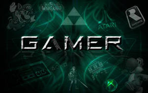 帶有發光綠色能量和復古電子遊戲標誌及角色的Gamer文字。 — 火影忍者海報 壁紙
