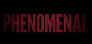 黑色背景上顯示 phenomenal 的紅色發光文字