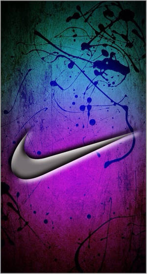 Nike標誌，帶有紫藍色漸變和黑色潑濺背景