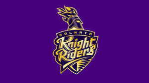紫色背景上金色的Kolkata Knight Riders板球隊標誌