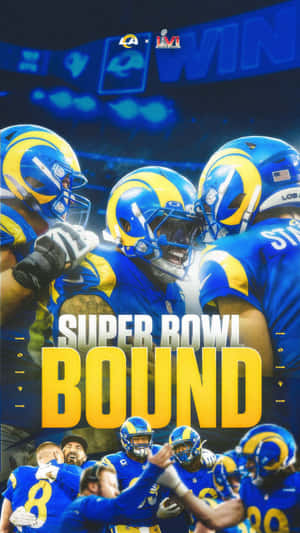 洛杉磯公羊隊美式足球隊在球場慶祝超級碗勝利。