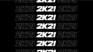 黑色背景上重複的白色 2K21 文字遊戲壁紙。