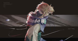 動漫女孩在黑暗粗糙場景中戴面具持武器 — Himiko toga GIF 壁紙
