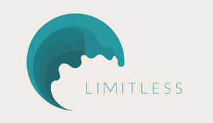 青綠色波浪標誌，在米色背景上以匹配字體顯示單詞 limitless。