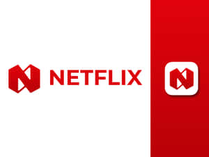 Netflix 標誌帶有紅色文字和圖示，背景為白色和紅色。