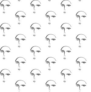 白色背景上風格化人臉的極簡黑色線條圖案網格。 — 插畫 壁紙