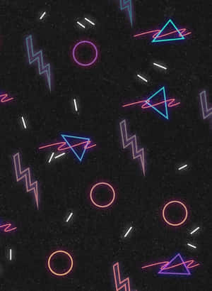 霓虹幾何形狀在星空夜空中漂浮。
