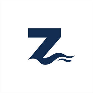 在白色背景上帶有波浪圖案的風格化海軍藍色字母 Z。