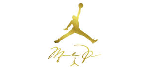 白色背景上帶有簽名的金色米高佐敦標誌。 — Air Jordan GIF 壁紙