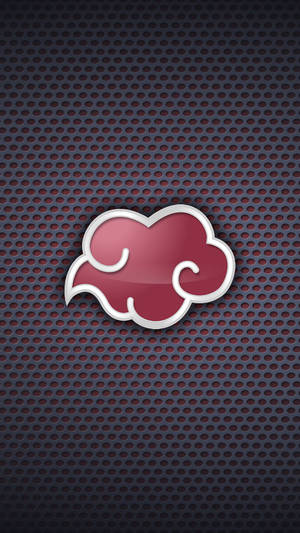 紅色雲朵符號，帶銀色邊框，位於穿孔金屬表面。