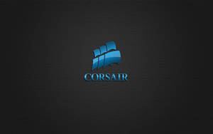 深色磚牆背景上的藍色Corsair標誌