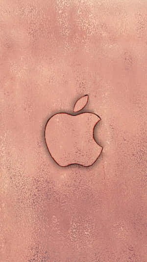 玫瑰金紋理金屬背景上的Apple標誌