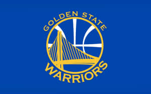 金州勇士隊NBA球隊標誌，帶有橋樑和籃球，藍色背景 — 金州勇士 壁紙