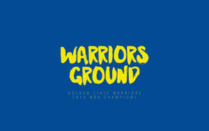 金州勇士 2015 NBA 冠軍標誌，藍色背景上帶有粗體黃色文字