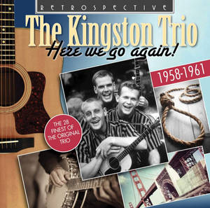 The Kingston Trio 的《Here we go again!》專輯封面，包含樂隊照片和結他。 — 音樂 GIF 壁紙