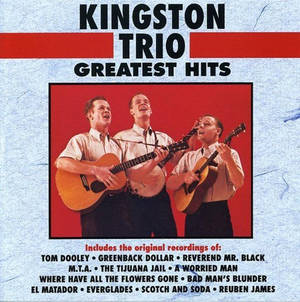 Kingston Trio 在復古專輯封面上唱歌和彈奏結他。