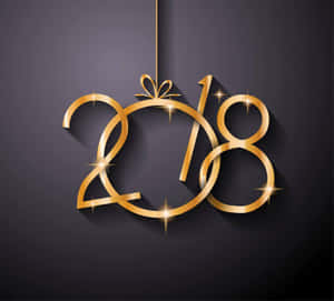 深色背景上帶有閃爍光芒的金色2018裝飾品 — 新年快樂 GIF 壁紙