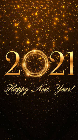 金色2021年新年文字，在深色背景上帶有閃爍粒子。 — 閃粉 壁紙
