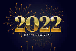 金色2022字樣配以煙花，在深藍色背景上慶祝新年。 — MacBook Air M4 壁紙