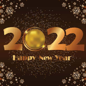 金色2022年新年祝福，帶有雪花和亮片。 — iPad Pro 壁紙