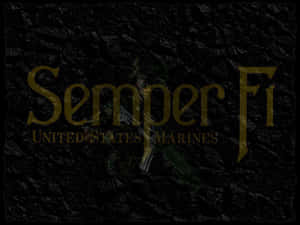 Semper Fi United States Marines文字同士兵剪影喺深色有紋理嘅背景上。 — 珊瑚 壁紙