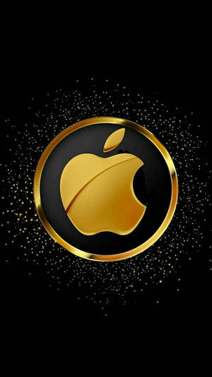 金色Apple標誌，在黑色背景上帶有閃爍粒子