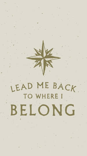 復古指南針玫瑰，文字「Lead me back to where I belong」，背景為紋理米色。