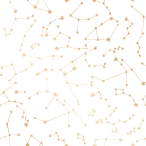 白色背景上的金色星座，用於牆紙設計。 — 月色夜空 壁紙
